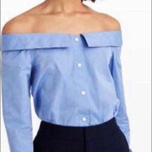 Club Monaco off shoulder blue button top